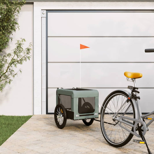 Cykeltrailer Hunde Grå og Sort Oxford Stof &amp; Iron