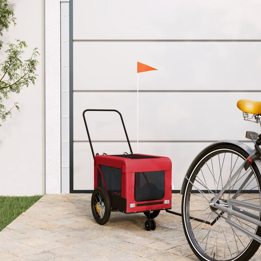 Cykeltrailer Hunde Rød og Sort Oxford Stof &amp; Jern
