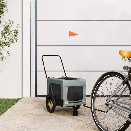 Cykeltrailer Hunde Grå og sort Oxford stof og jern
