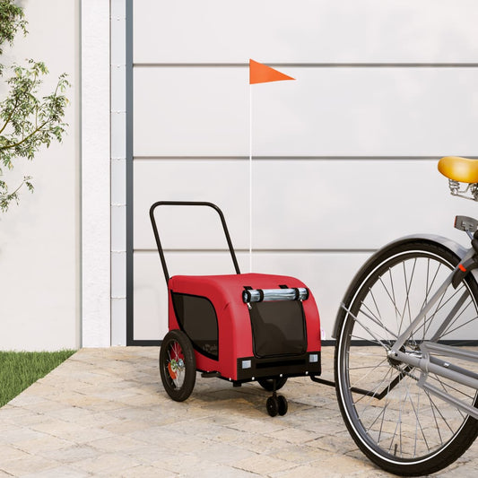 Cykeltrailer Hunde Rød og Sort Oxford Stof &amp; Jern