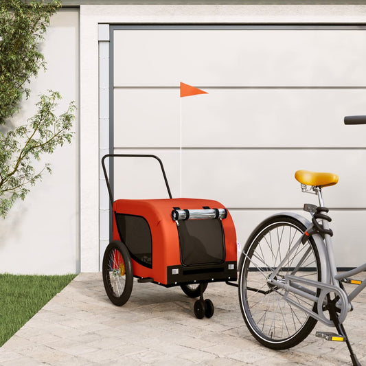 Cykeltrailer Hunde Orange og Sort Oxford Stof &amp; Iron