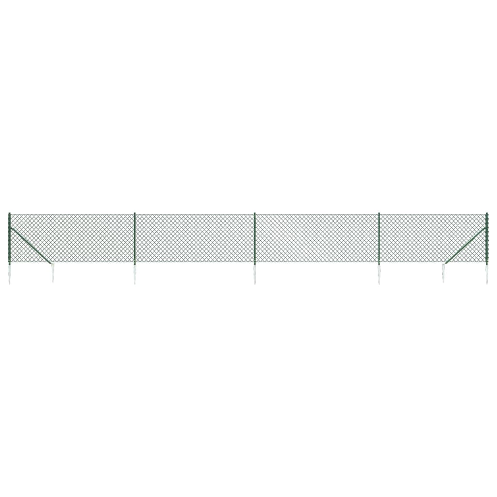 Maschendrahtzaun mit Bodenhülsen Grün 0,8x10 m