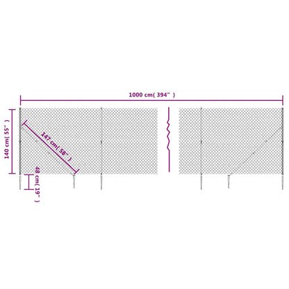 Maschendrahtzaun mit Bodenhülsen Grün 1,4x10 m