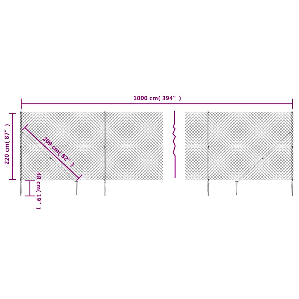 Maschendrahtzaun mit Bodenhülsen Grün 2,2x10 m