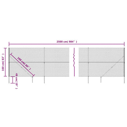 Maschendrahtzaun mit Bodenhülsen Anthrazit 1,6x25 m
