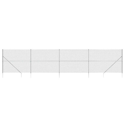 Maschendrahtzaun mit Bodenhülsen Silbern 1,6x10 m