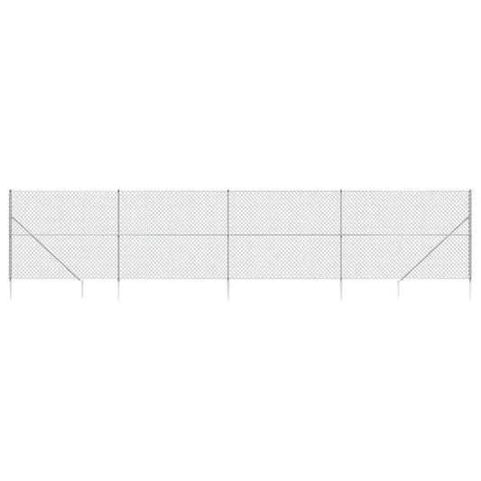 Maschendrahtzaun mit Bodenhülsen Silbern 1,6x10 m
