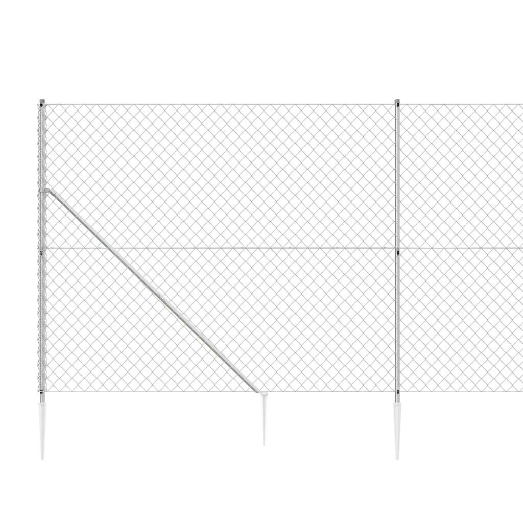 Maschendrahtzaun mit Bodenhülsen Silbern 1,6x10 m