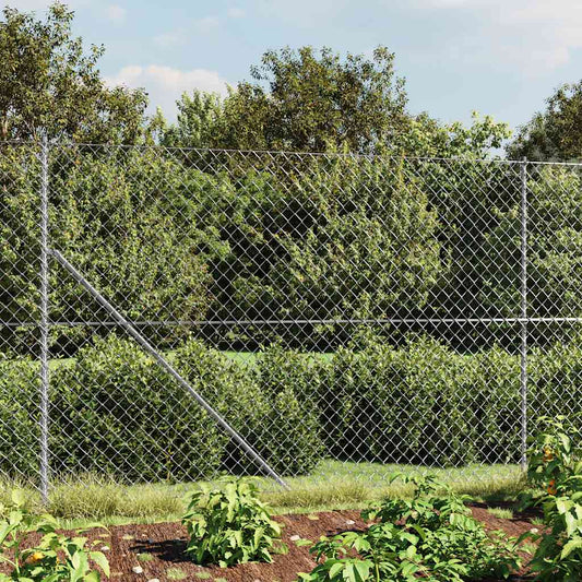 Maschendrahtzaun mit Bodenhülsen Silbern 1,4x25 m