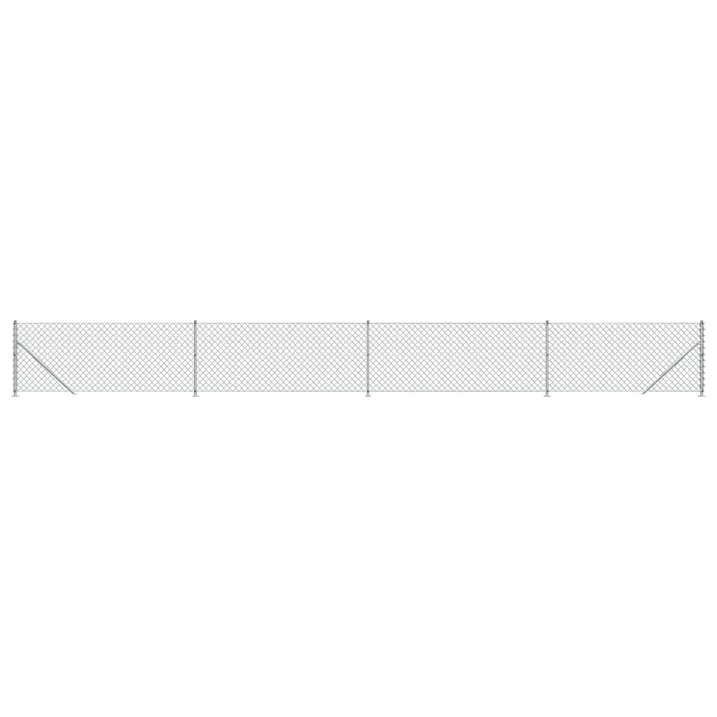 Maschendrahtzaun mit Bodenflansch Silbern 0,8x10 m