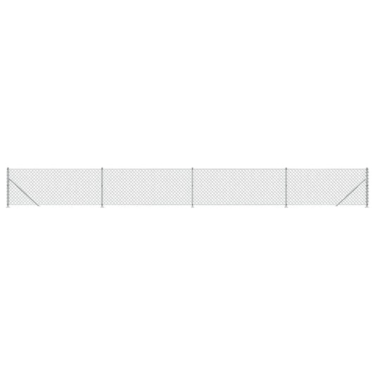 Maschendrahtzaun mit Bodenflansch Silbern 0,8x10 m