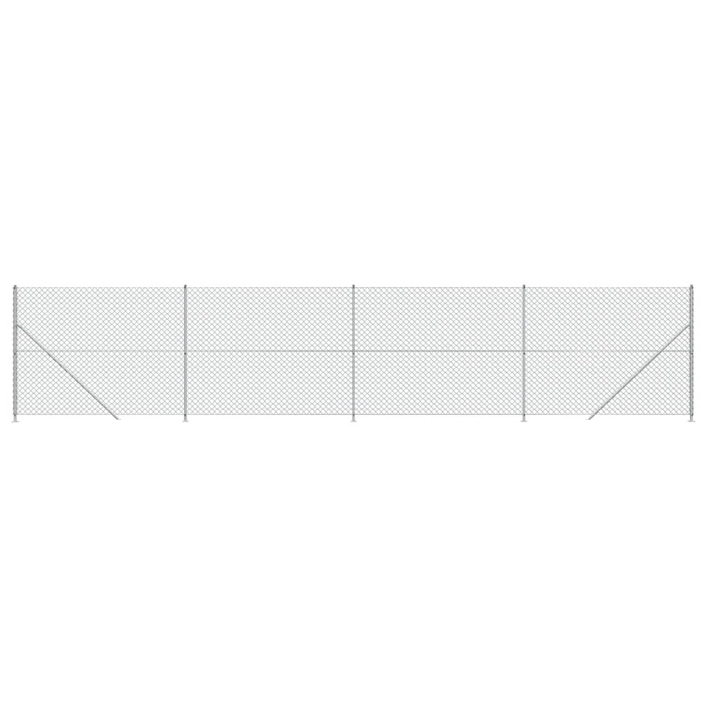 Maschendrahtzaun mit Bodenflansch Silbern 1,4x10 m