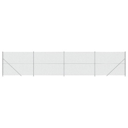 Maschendrahtzaun mit Bodenflansch Silbern 1,4x10 m