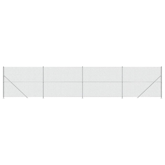 Maschendrahtzaun mit Bodenflansch Silbern 1,4x10 m