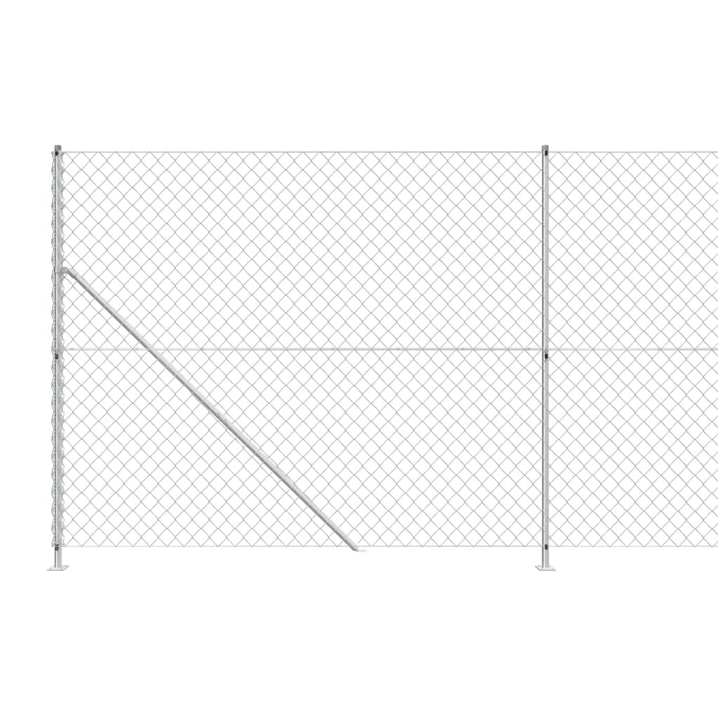 Maschendrahtzaun mit Bodenflansch Silbern 1,4x10 m