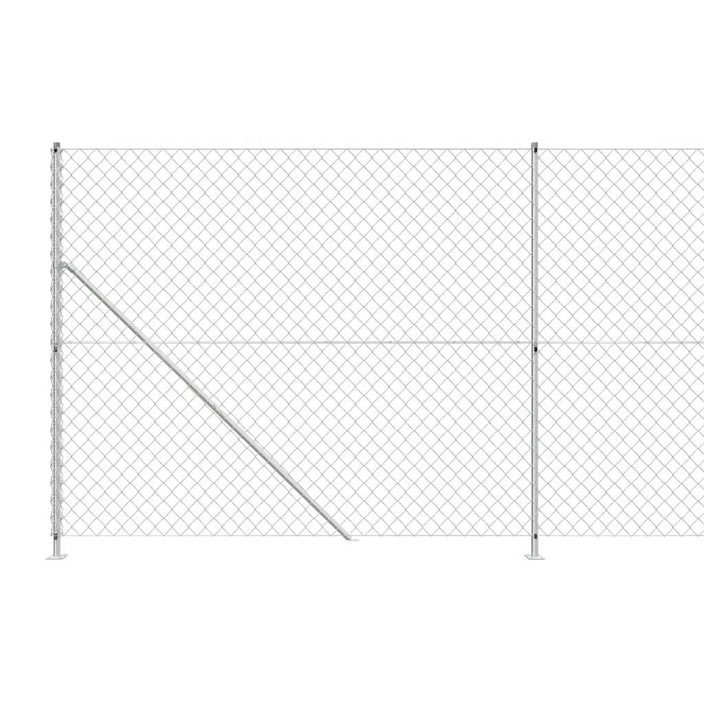 Maschendrahtzaun mit Bodenflansch Silbern 1,4x10 m