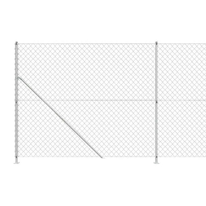 Maschendrahtzaun mit Bodenflansch Silbern 1,4x10 m