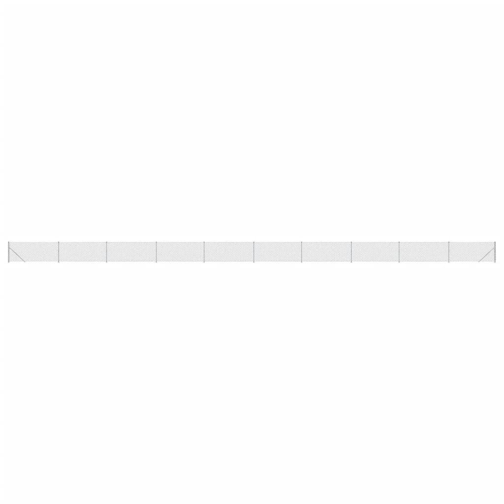 Maschendrahtzaun mit Bodenflansch Silbern 1x25 m
