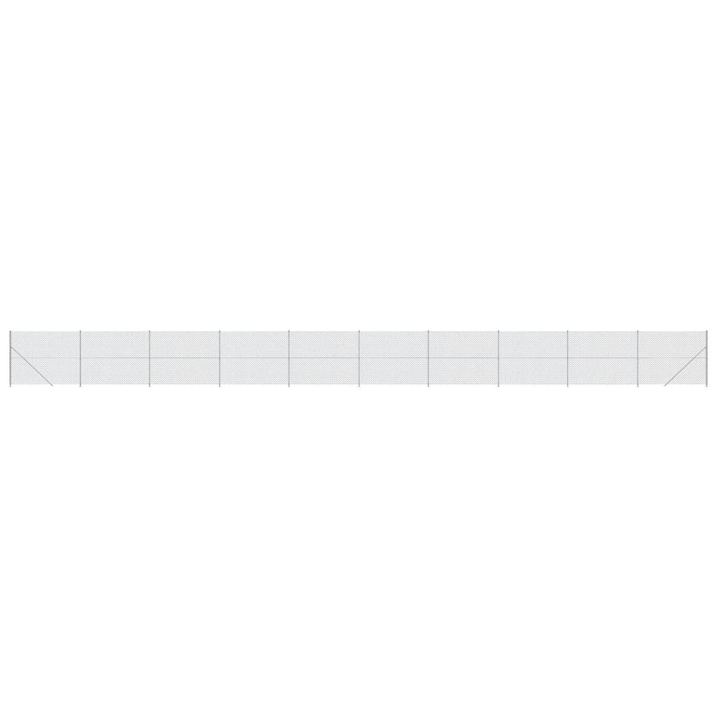 Maschendrahtzaun mit Bodenflansch Silbern 1,6x25 m