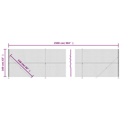 Maschendrahtzaun mit Bodenflansch Silbern 1,6x25 m