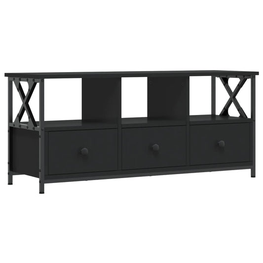 TV-skab Sort 102x33x45 cm Træ og jern