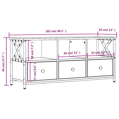 TV-skab Sort 102x33x45 cm Træ og jern