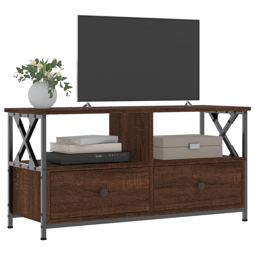 TV-Schrank Braun Eichen-Optik 90x33x45 cm Holzwerkstoff & Eisen