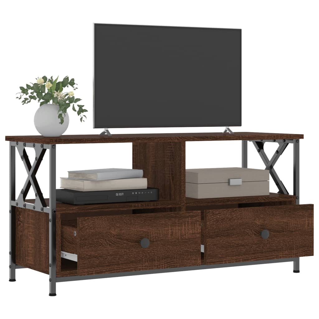 TV-Schrank Braun Eichen-Optik 90x33x45 cm Holzwerkstoff & Eisen