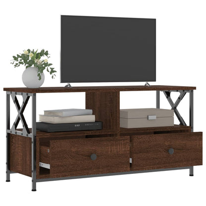TV-Schrank Braun Eichen-Optik 90x33x45 cm Holzwerkstoff & Eisen