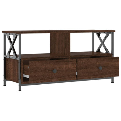 TV-Schrank Braun Eichen-Optik 90x33x45 cm Holzwerkstoff & Eisen