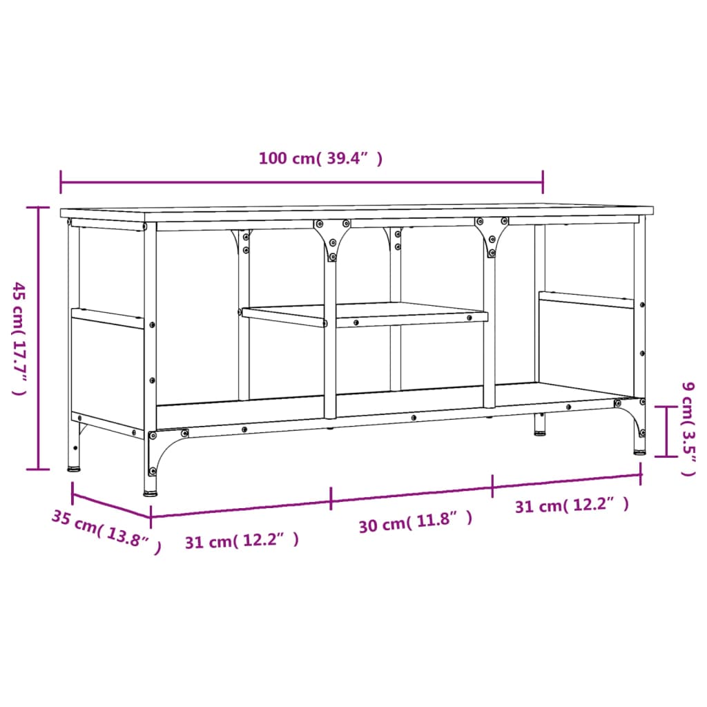 TV-Schrank Sonoma-Eiche 100x35x45 cm Holzwerkstoff & Eisen