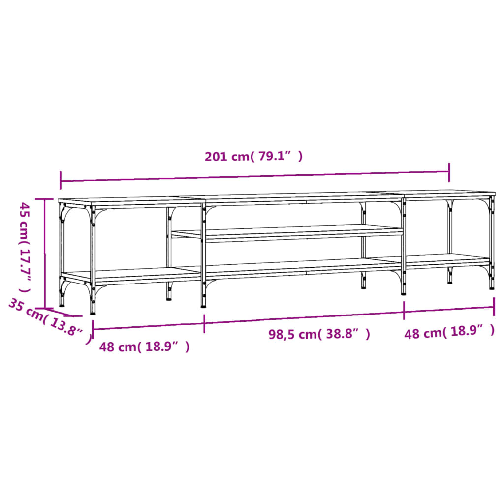 TV-Schrank Schwarz 201x35x45 cm Holzwerkstoff & Eisen