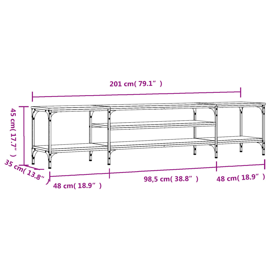 TV-Schrank Sonoma-Eiche 201x35x45 cm Holzwerkstoff & Eisen
