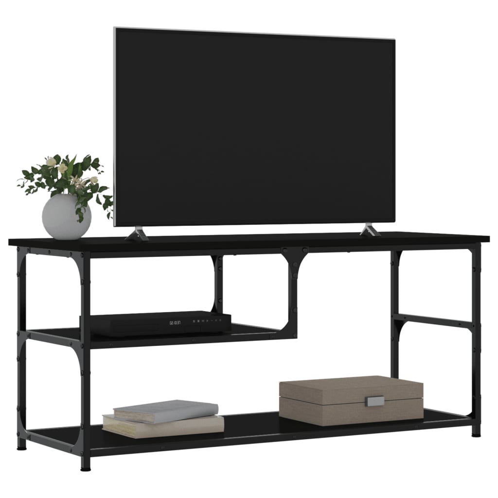 TV-Schrank Schwarz 103x38x46,5 cm Holzwerkstoff und Stahl