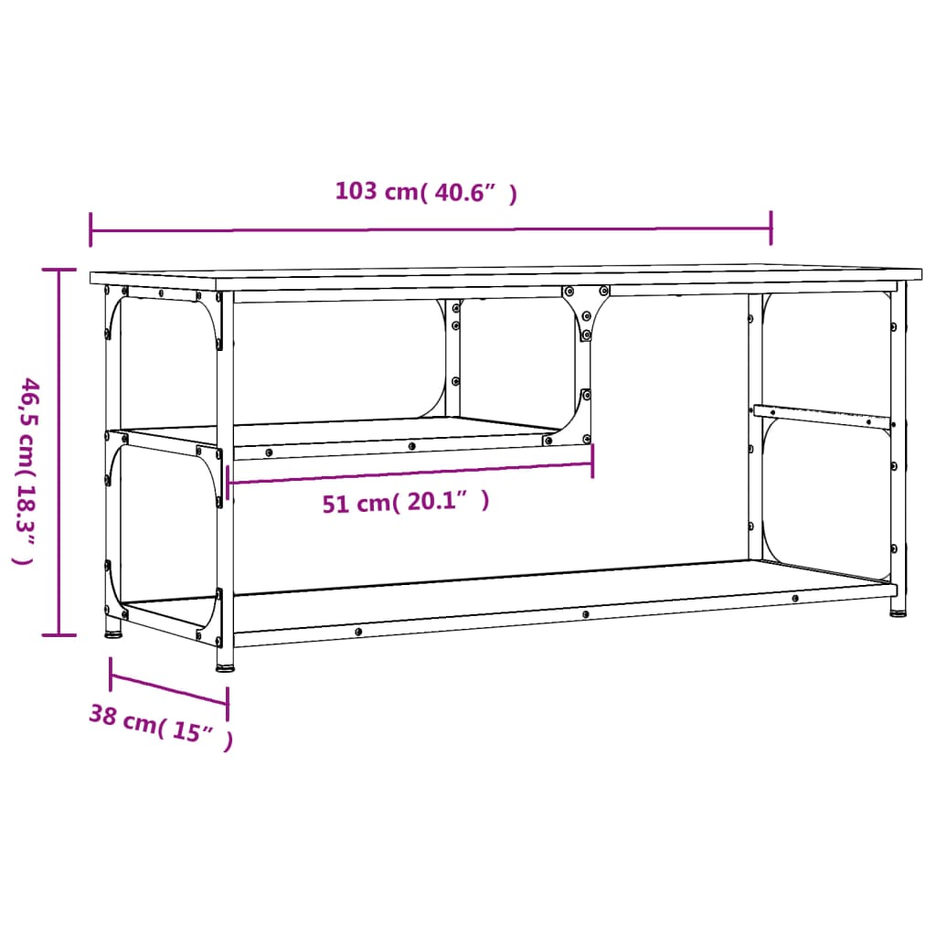 TV-Schrank Schwarz 103x38x46,5 cm Holzwerkstoff und Stahl