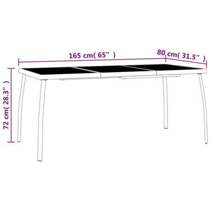 Havebord antracit 165x80x72 cm stålrist