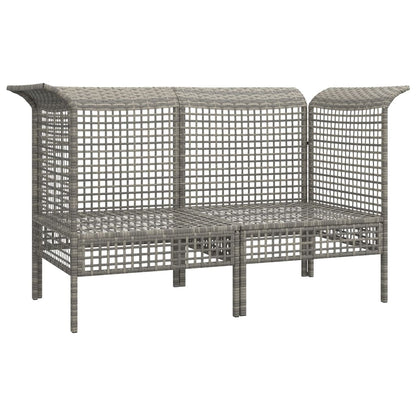 Garten-Ecksofas mit Kissen 2 Stk. Grau Poly Rattan