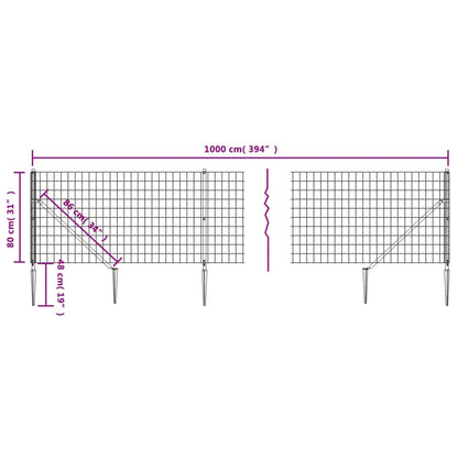 Maschendrahtzaun mit Bodenhülsen Grün 0,8x10 m