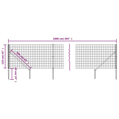 Maschendrahtzaun mit Bodenhülsen Grün 1,1x10 m