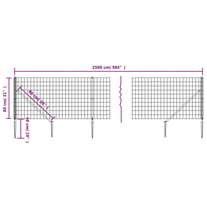 Maschendrahtzaun mit Bodenhülsen Grün 0,8x25 m