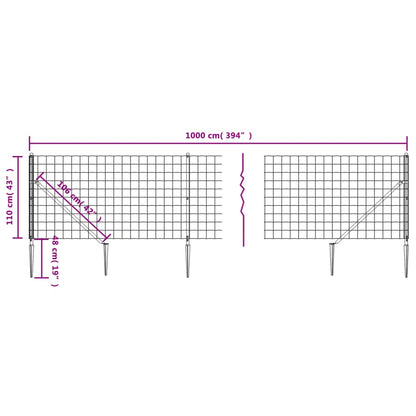 Maschendrahtzaun mit Bodenhülsen Grün 1,1x10 m