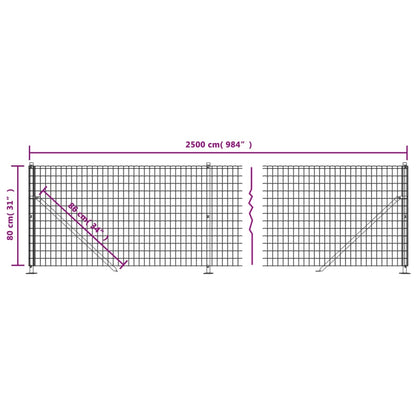 Maschendrahtzaun mit Bodenflansch Grün 0,8x25 m