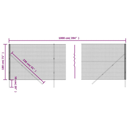 Maschendrahtzaun Anthrazit 1,8x10 m Verzinkter Stahl