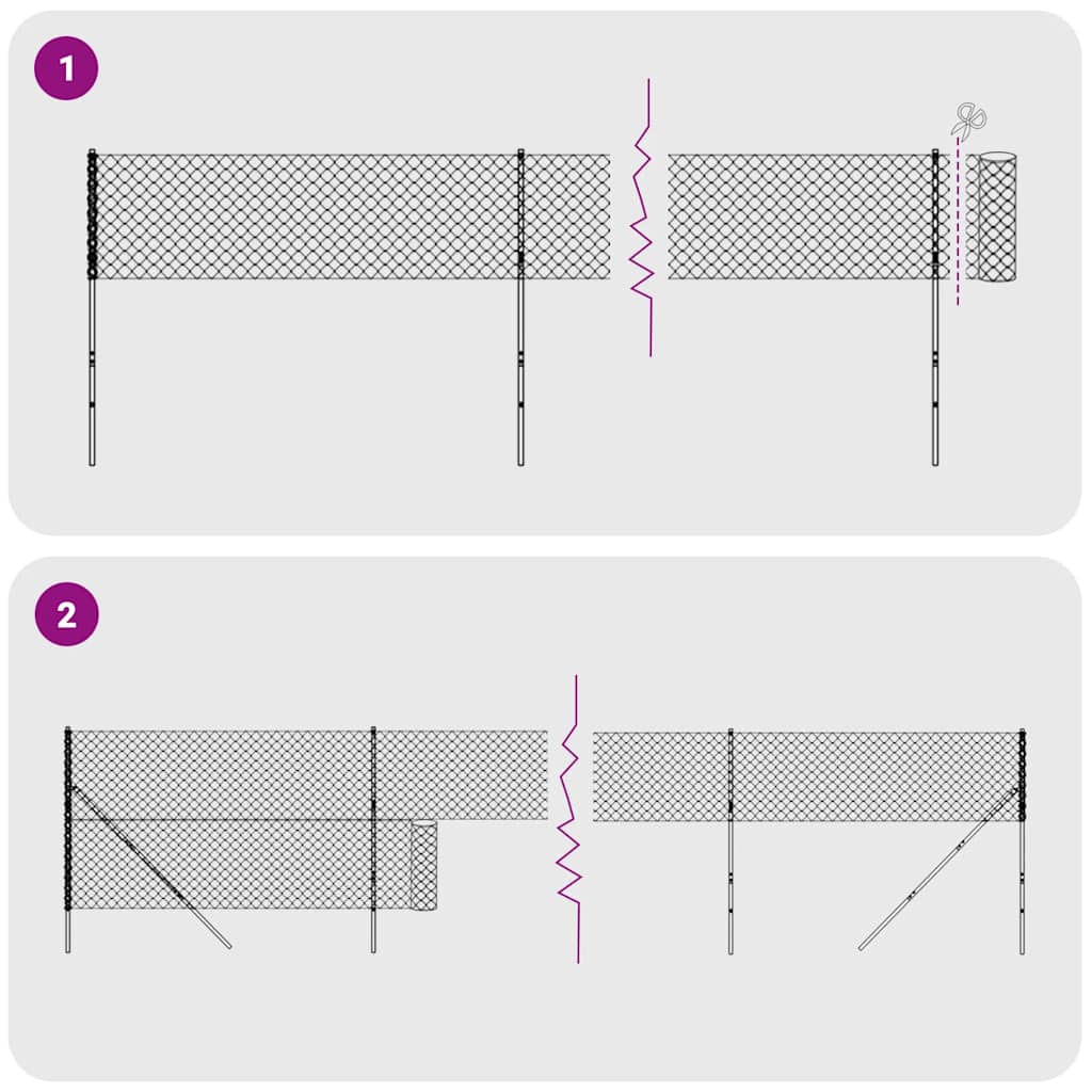 Maschendrahtzaun Anthrazit 1,8x25 m Verzinkter Stahl