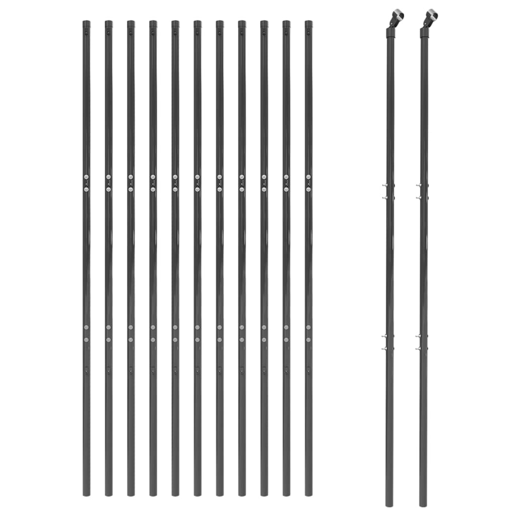 Maschendrahtzaun Anthrazit 2,2x25 m Verzinkter Stahl
