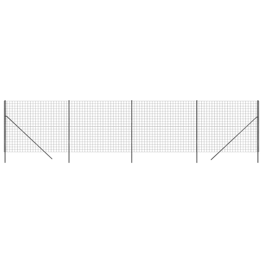 Maschendrahtzaun Anthrazit 2x10 m Verzinkter Stahl