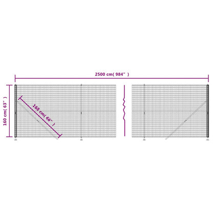 Maschendrahtzaun mit Bodenflansch Anthrazit 1,6x25 m