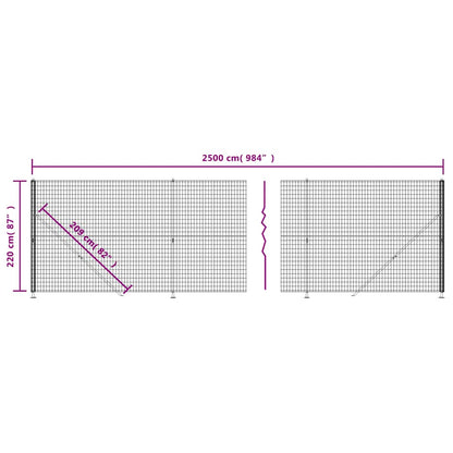 Maschendrahtzaun mit Bodenflansch Anthrazit 2,2x25 m