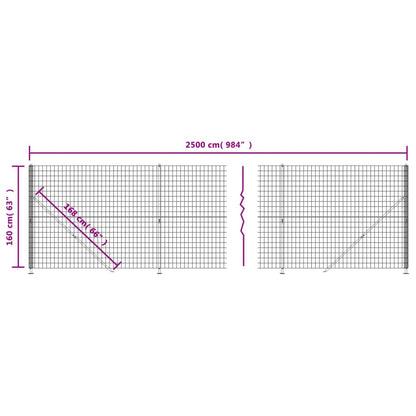 Maschendrahtzaun mit Bodenflansch Anthrazit 1,6x25 m