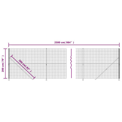 Maschendrahtzaun mit Bodenflansch Anthrazit 2x25 m